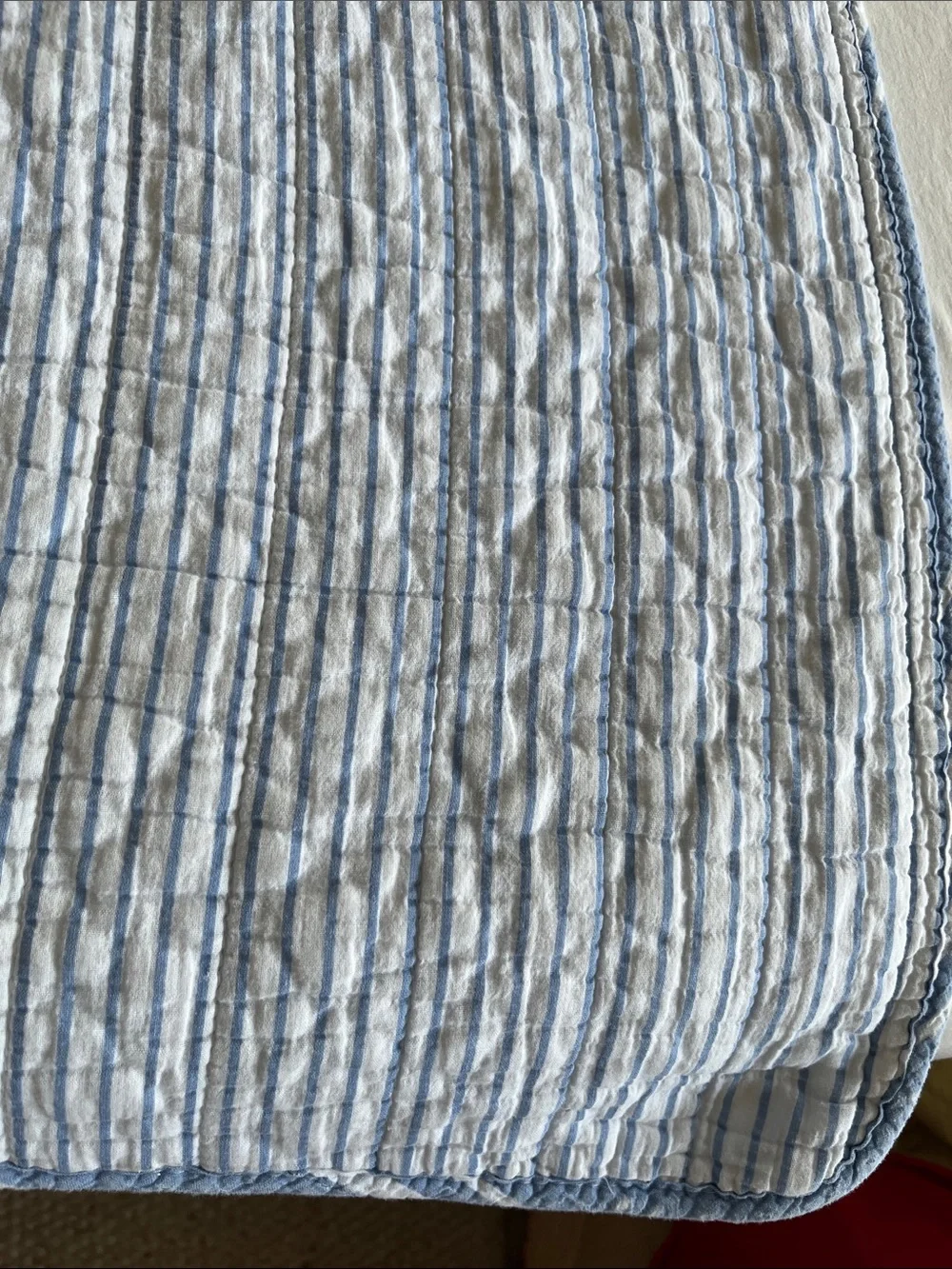 Crown & Ive Denim Blue and White Striped Comforter - Twin  74x80